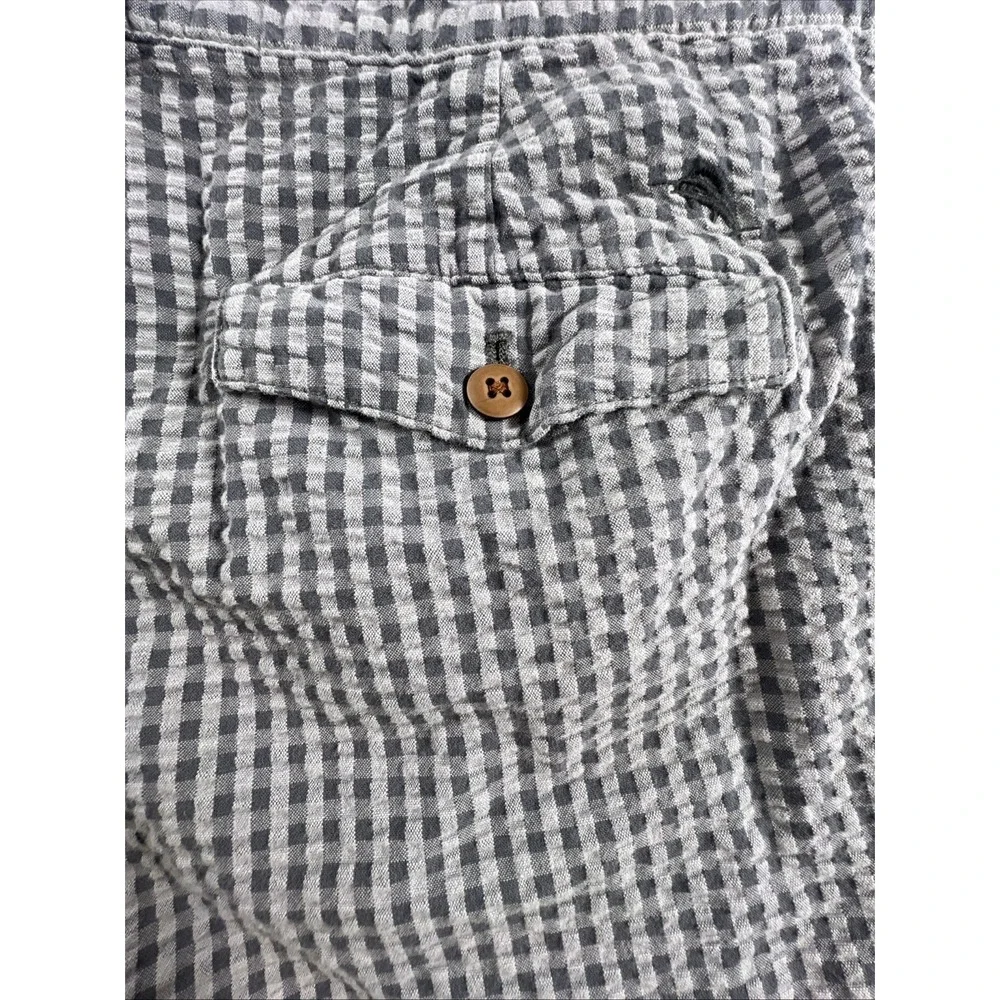 Tommy Bahama Seersucker Shorts Mens 44 Gray Gingham Check 100% Cotton Casual